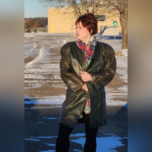 Gorgeous Vintage Green Leather Coat - Canadian by Daniel Marcus- Sterling Stall